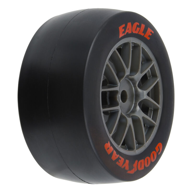 1/12 Goodyear Eagle Option Tire F/R MTD Gray Wheels (4): Losi NASCAR