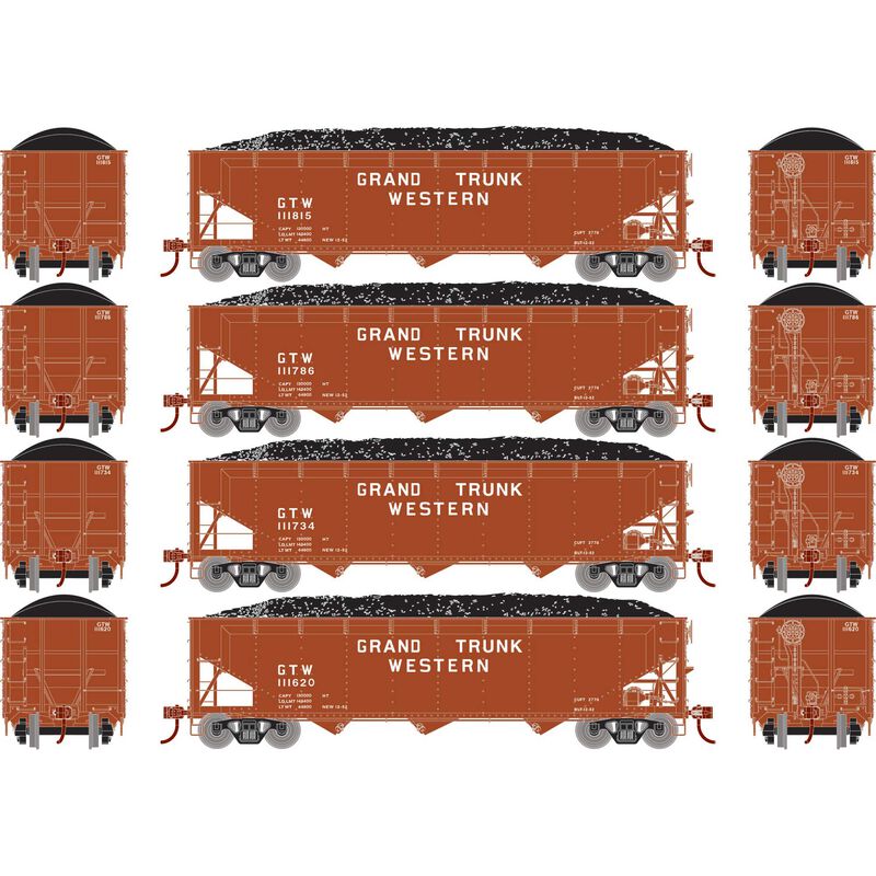HO 40' Offset Coal Hopper with Load, GTW #1 (4)