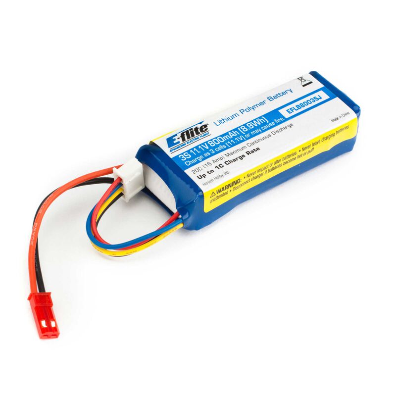 11.1V 800mAh 3S 20C LiPo Battery: JST