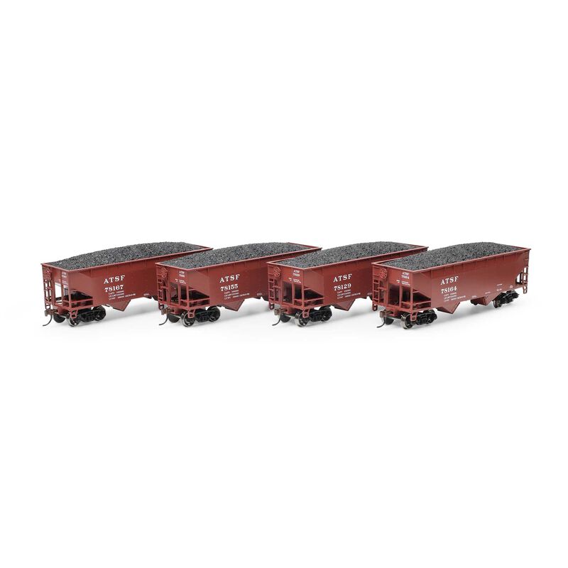 HO 34' 2-Bay Offset Hopper with Coal Load, ATSF #78129 / 78155 / 78164 / 78167 (4)