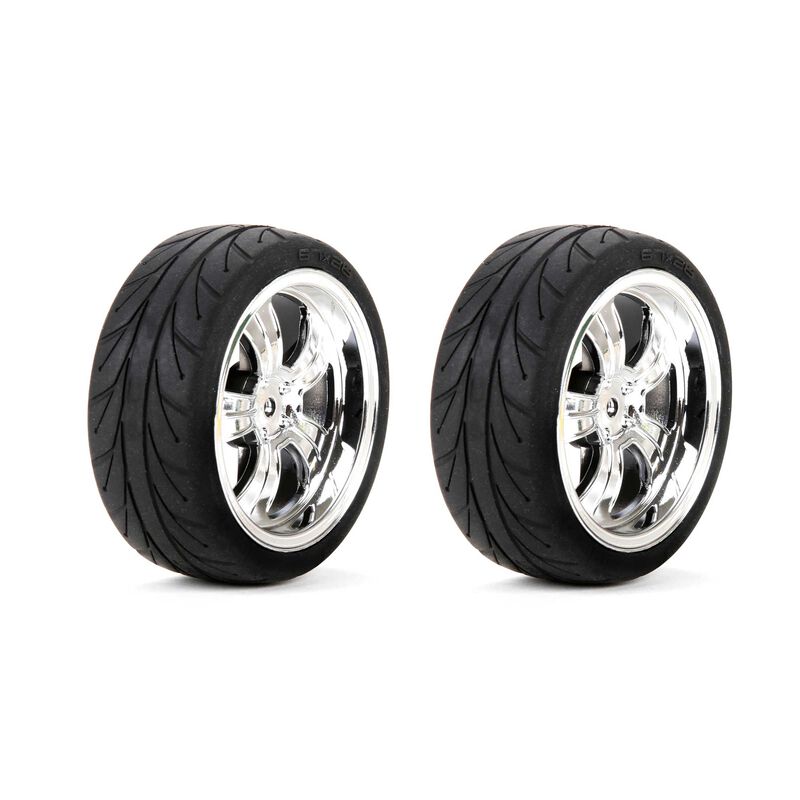 Mounted FR 5-Spoke Wheel Tire 54x26mm Chrome (2)