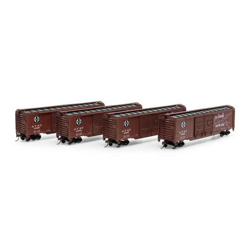 HO PS-1 Double Sliding Door Box Car, Santa Fe 'El Capitan', #10303 / 10307 / 10344 / 10459 (4)