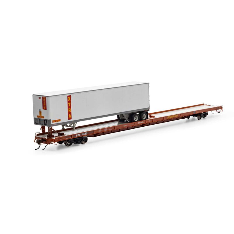 HO F89-F 89'8" Flat with Trailer, KCS #8580