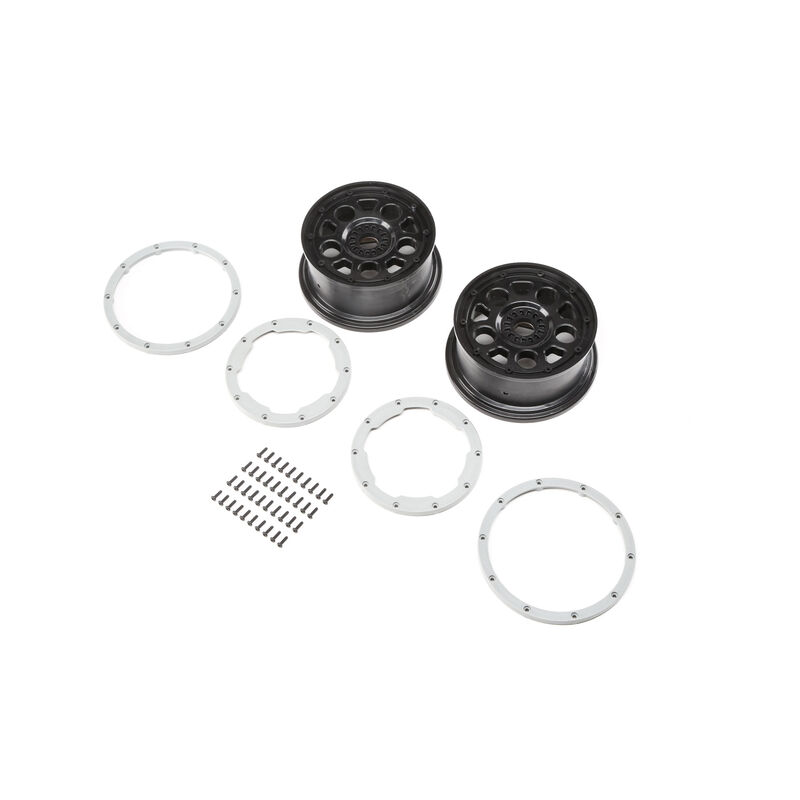 Wheel Black  Beadlock Silver (2)  DBXL-E