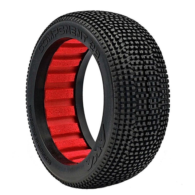1/8 2AB Soft Long Wear Tires, Red Inserts( 2): Buggy