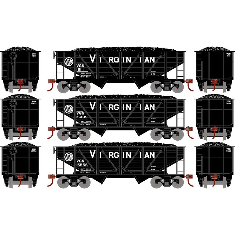 HO 34' 2-Bay Composite Coal Hopper with Load, VGN (3)