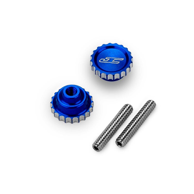 Aluminum 4-40 Future Thumb Nuts with Set Screws, Blue (2)