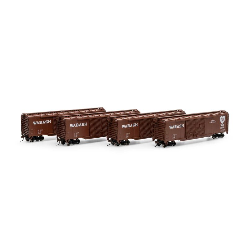 HO PS-1 Double Sliding Door Box Car, WAB 'Heart / Flag', #18263 / 18650 / 18770 / 18777 (4)