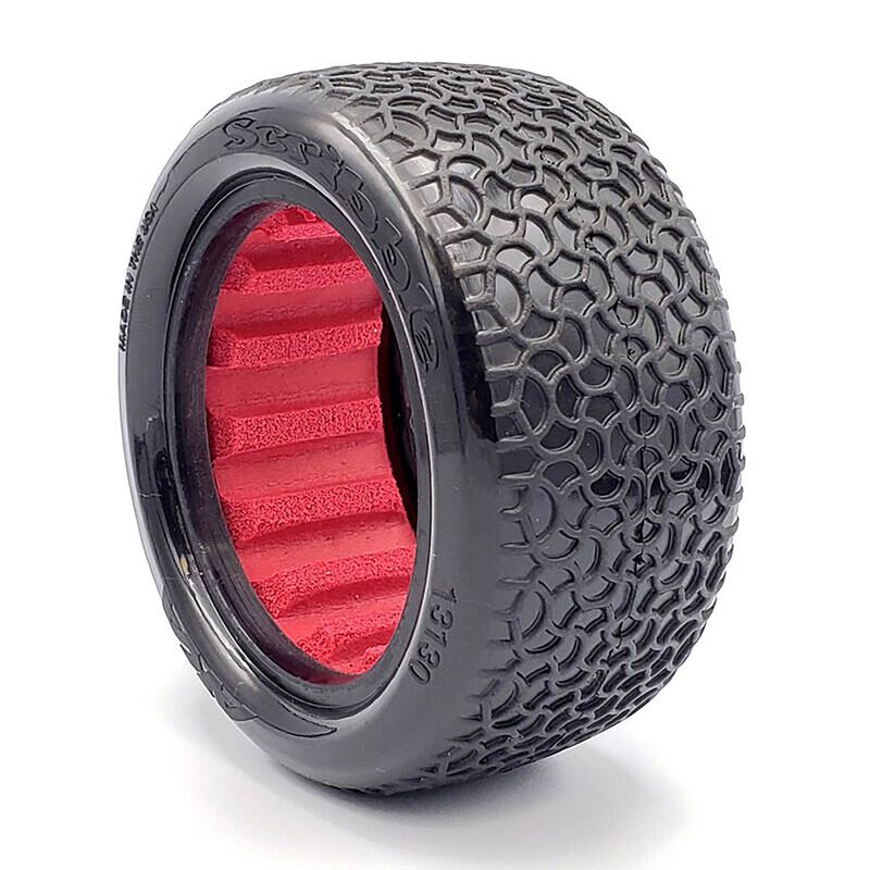 1/10 Scribble Rear 2.2 Tires, Super Soft Long Wear with Red Inserts (2): Buggy