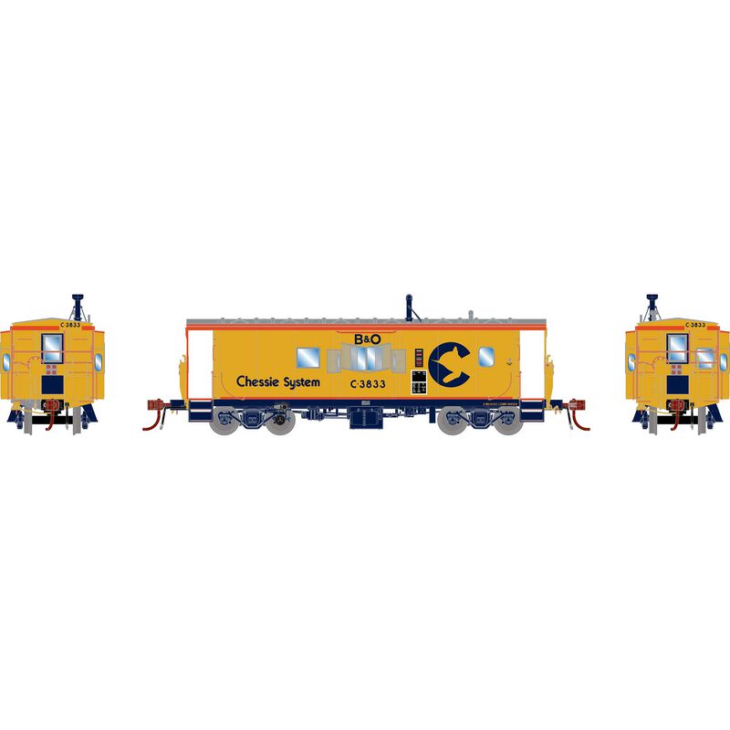 HO GEN ICC Bay Window Caboose w/Lights, BO 'Chessie' C-3833
