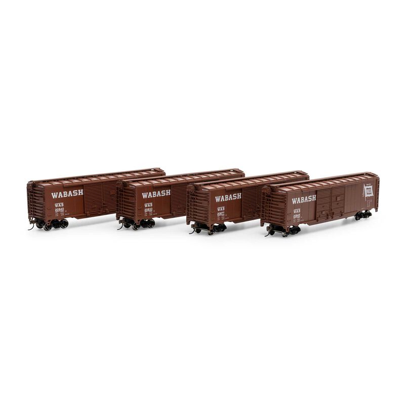 HO PS-1 Double Sliding Door Box Car, WAB 'Flag', #20833 / 20845 / 20877 / 20940 (4)