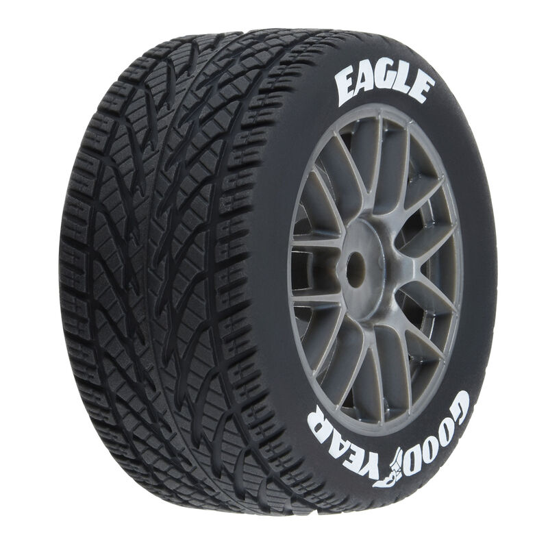 1/12 Goodyear Eagle Wet Tire F/R MTD Gray Wheels (4): Losi NASCAR