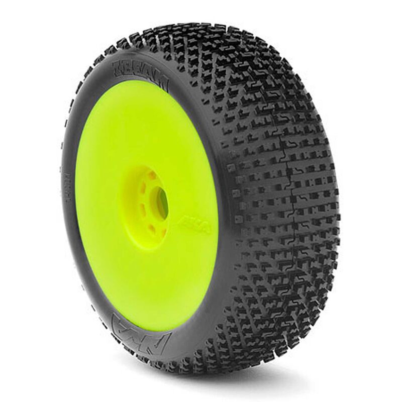 1/8 I-Beam Super Soft Long Wear Pre-Mounted Tires, Yellow EVO Wheels (2): Buggy