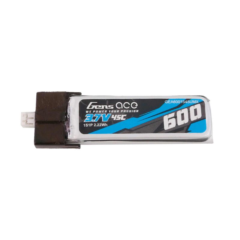 3.7V 600mAh 1S 45C LiPo Battery: JST-PHR
