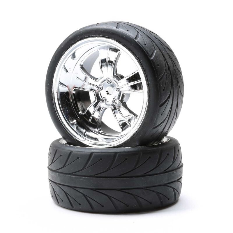 Mounted RR 5-Spoke Wheel Tire 54x30mm Chrome (2)