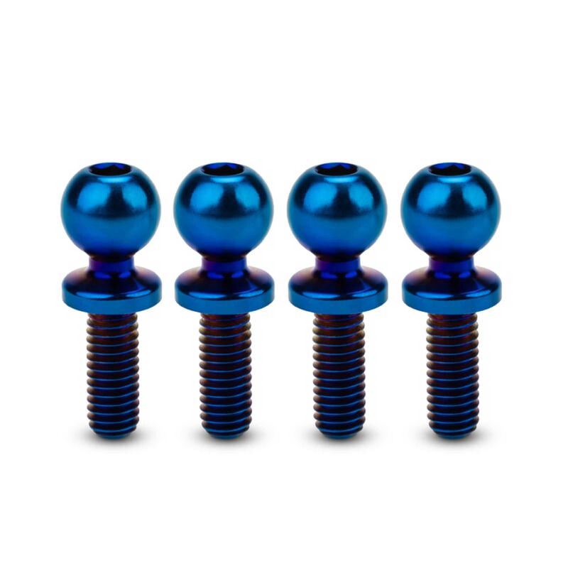 Revolted Titanium Ball-Studs, 5.5 x 8mm, Burnt Blue (4)