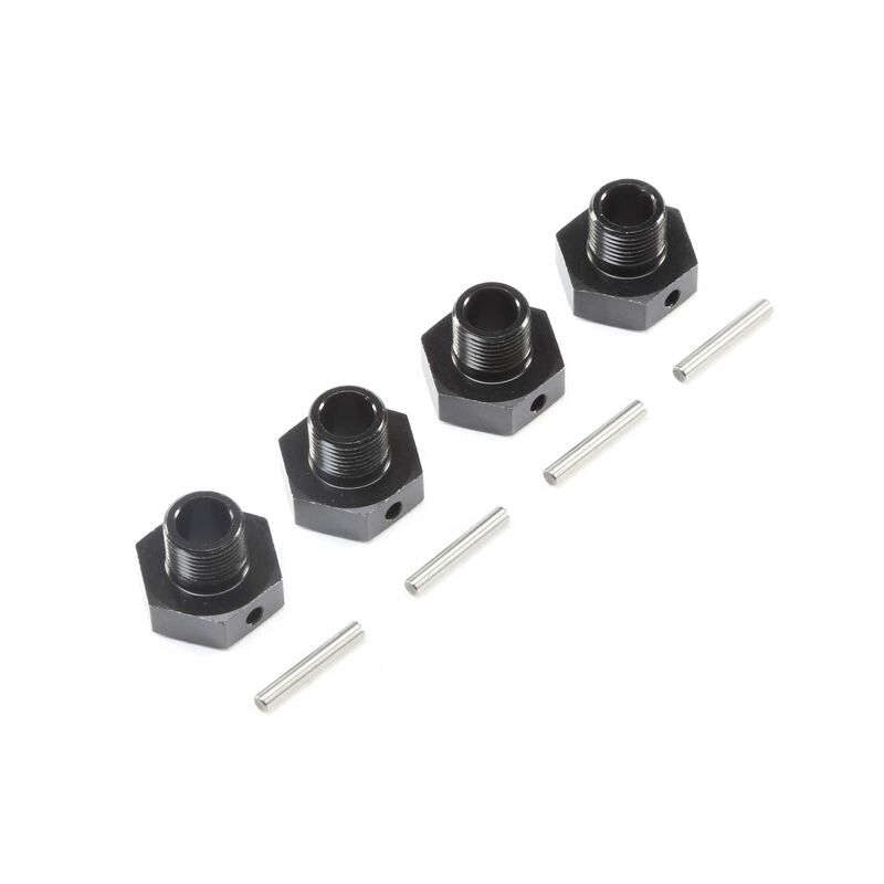 20mm Wheel Hexes and Pins Black (4): Super Baja Rey