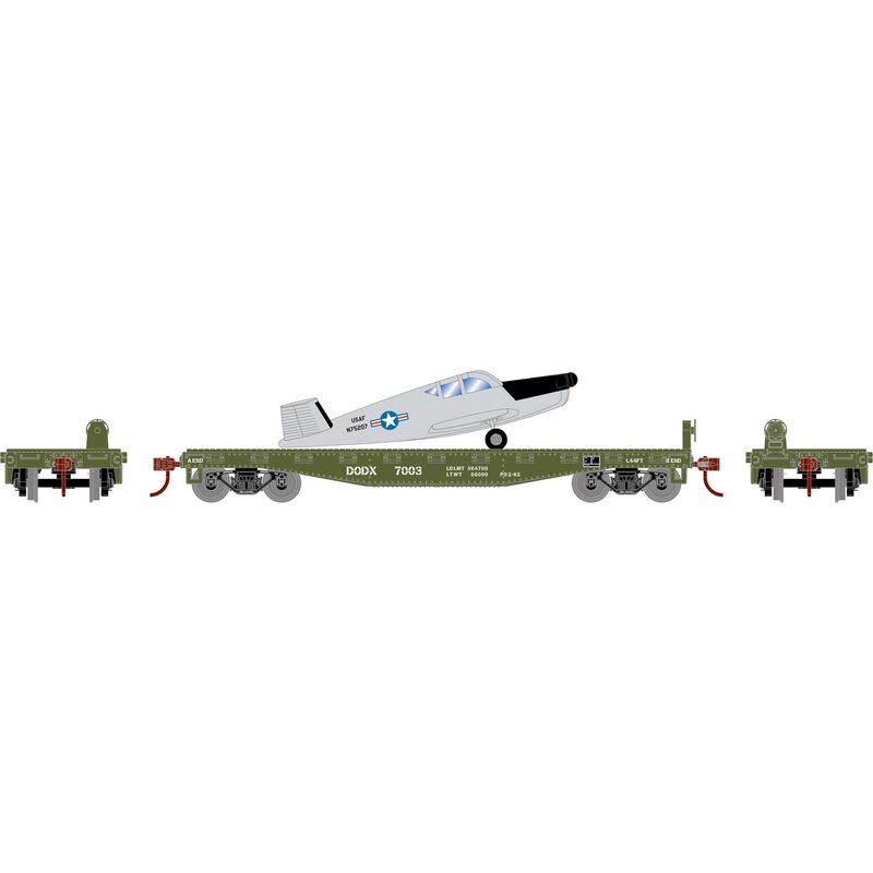 HO 40' Flat Car with Plane, DODX, USAF #7003