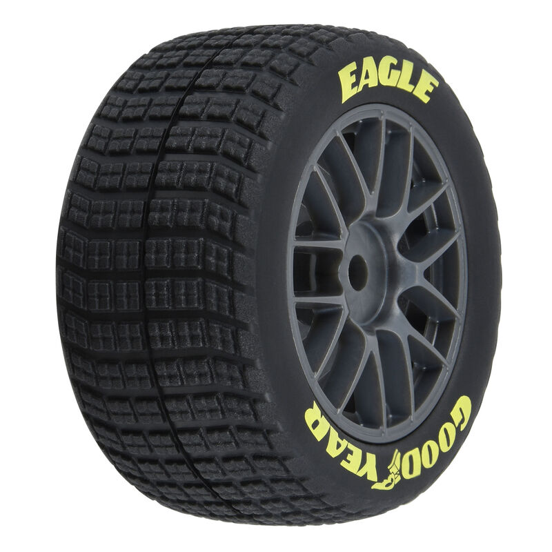 1/12 Goodyear Eagle Dirt Tire F/R MTD Gray Wheels (4): Losi NASCAR