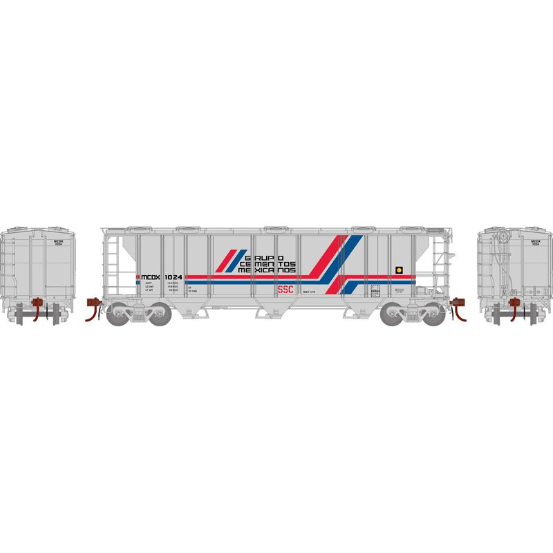 HO PS-2 2893 3-Bay Covered Hopper, MCDX #1024