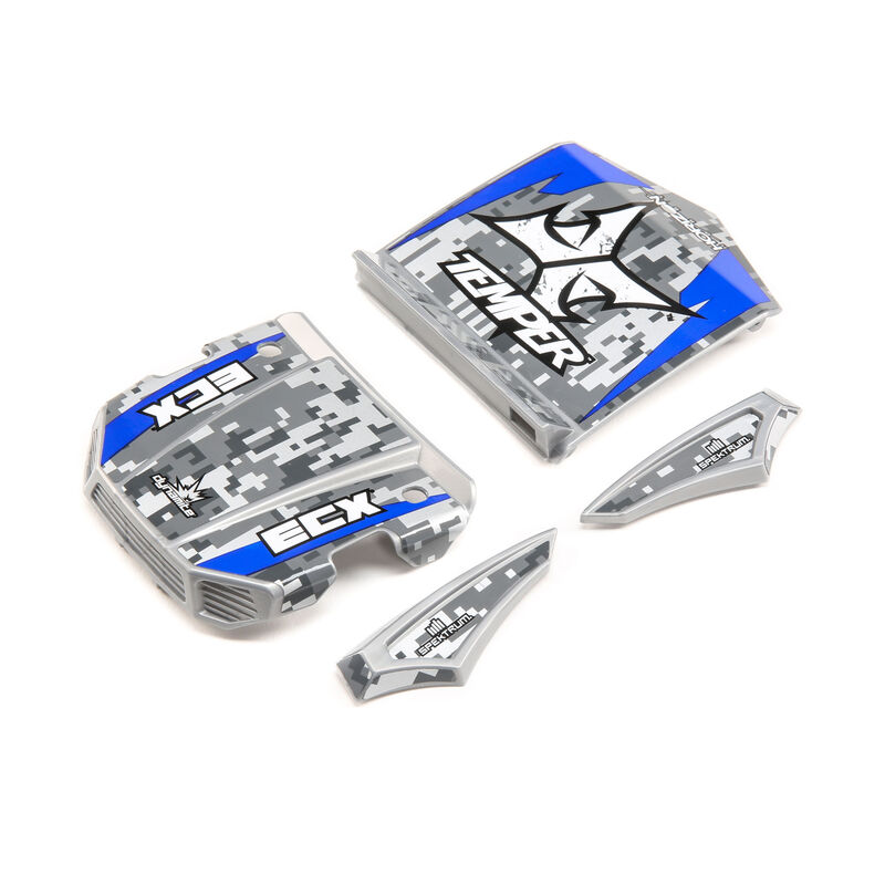 1/18 Painted Body Set, Grey/Blue: Gen2 4WD Temper