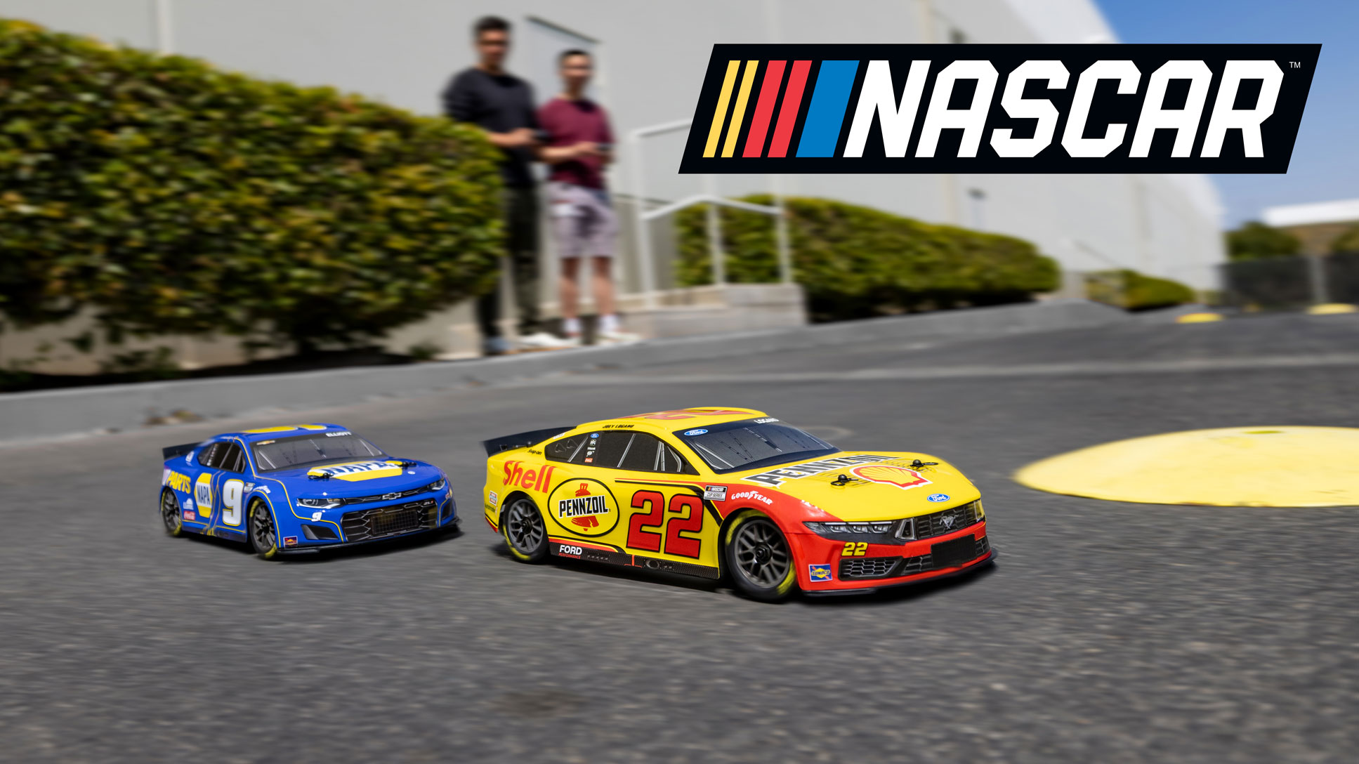 Losi NASCAR 1/12 Scale RC Race Cars 2025 Action Shot with Logo